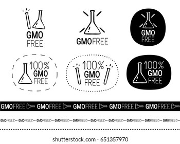 vector gmo free cute monochrome sign set