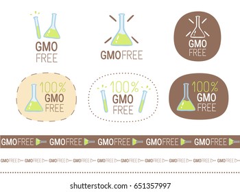 vector gmo free cute sign set