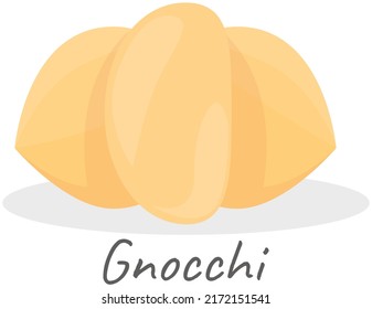 Vector gnocchi icon, group of gnocchi, illustration for food blog or menu design, Italian cuisine. Traditional Italian dish. Pasta. Classic agnolotti. Tortelli. Square dough products with filling