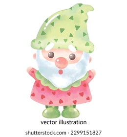 Vector Gnome watercolor for decoration , easter egg , illustration , cartoon 