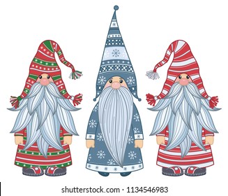 Vector   gnomes cartoons  isolated on white.