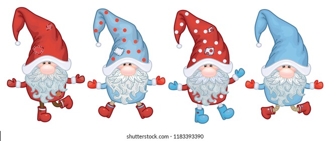 Vector   gnomes cartoons  isolated on white.