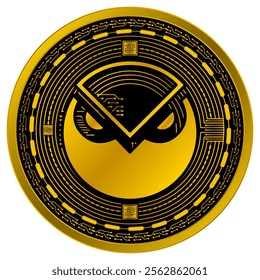 Vector of Gnosis Digital Currency in gold and black colors on a white background.