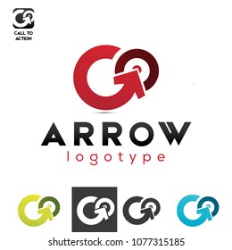 Vector Go Arrow To Center Bullseye Logo Icon Brand Shape Symbol Sign Modern Corporate Business Company