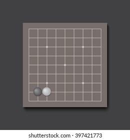 Vector go board realistic concept 9x9. Black creative symbol