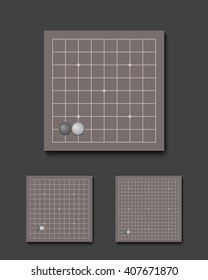 Vector go boards set 9x9, 13x13, 19x19. baduk, goban realistic concept.
