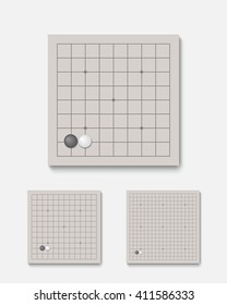 Vector go boards set 9x9, 13x13, 19x19. baduk, goban realistic concept.