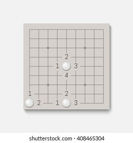 Vector go game fragment 9x9. The four liberties - adjacent numbered points.