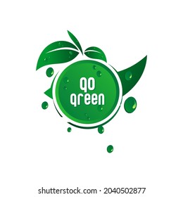 vector go green, circle and fresh leaves