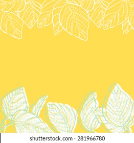 Vector go green nature background with border frame of plant leaves