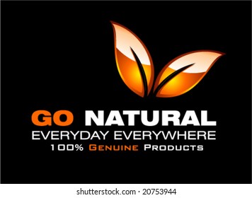 VECTOR Go Natural glossy leaf card template