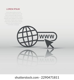 Vector go to web icon in flat style. Globe world sign illustration pictogram. WWW url business concept.