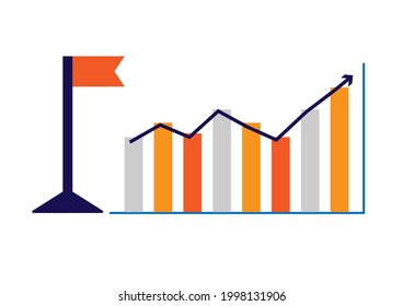 Vektorzielerreichung, Erfolgskonzept, Investitionseinsparung, Wachstumsdiagramm, 