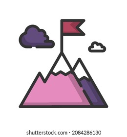 Vector goal filled line icon, target and destination related 64x64 Pixel, white background