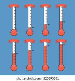 vector goal thermometers at different levels