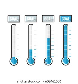 vector goal thermometers at different levels