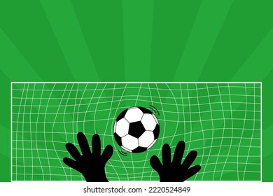 Vector - Goalkeeper wearing black glove to protect ball. Sport, Activity concept. Football, soccer. Copy space.