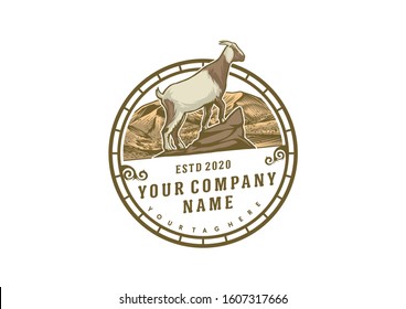 Vector Goat Breeding Vintage Logo