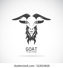 Vector of a goat head design on white background,  Wild Animals.