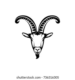 Vector goat head, face  for retro hipster logos, emblems, badges, labels template and t-shirt vintage design element. Isolated on white background