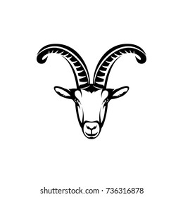 Vector goat head, face  for retro hipster logos, emblems, badges, labels template and t-shirt vintage design element. Isolated on white background