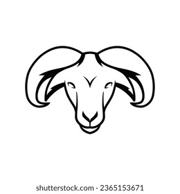 vector goat head and horns logo