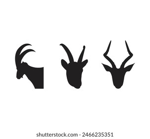 vector goat head silhouette icon set
