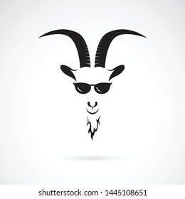 Vector goat head wearing sunglasses white background  Wild Animals  Easy editable layered vector illustration 