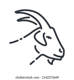 Vector goat line icon isolated on transparent background. 