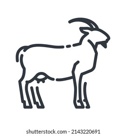 Vector goat line icon isolated on transparent background. 