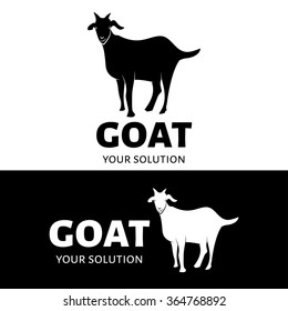Vector goat logo. Black and white options