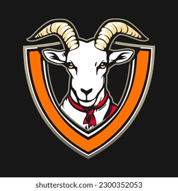 Logo-Vorlage für das Vektor-Ziegenmaskottenteam für Sport- oder E-Sport-Team mit Kopf des Stamms
