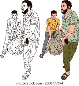 estilo de dibujo de mano del vector de la cabra vendedor