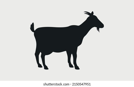 Vector Goat silhouette. Goat silhouette icon isolated on white background.