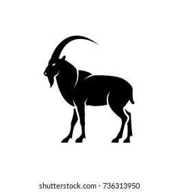 Vector goat silhouette view side for retro logos, emblems, badges, labels template vintage design element. Isolated on white background