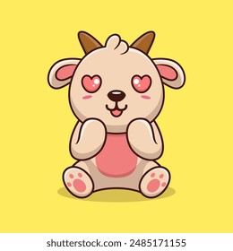 Vector goat sitting shocked cute creative kawaii cartoon mascot