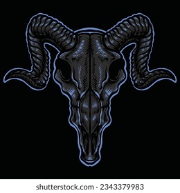 vector goat skull vintage illustration
