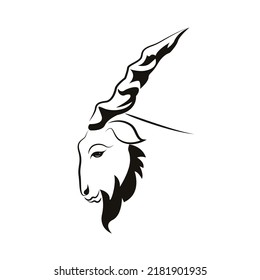 Vector of goats on white background head logo. Isolated goats  head Isolated on the white background.