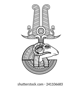 Vector God of ancient Egypt. Khnum