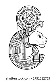 Vector God of Ancient Egypt. Sekhmet