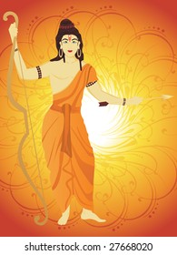 vector god rama with artistic background
