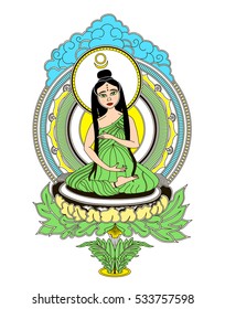 Vector Goddess. Illustration devoted to the holiness of pregnant women