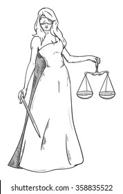 vector - goddess of Justice - isolated on background