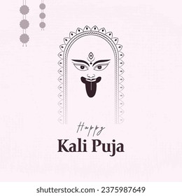 Vektor der Göttin. Kali. Maa. ABl. Diwali. Kali Pooja. Hintergrund. Indien. Festival. Fröhlich. Kali puja. poster.post.banner.Indian Festival Happy Kali Chaudas, Frame.mandala. Social Media Post, Navratri.