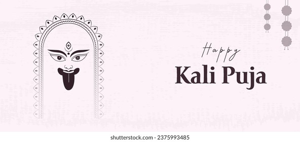 vector of Goddess. Kali. Maa. on. Diwali. Kali Pooja. background. of India. festival. Happy. kali puja. poster.post.banner.Indian festival Happy Kali Chaudas,Frame.mandala. Social Media Post