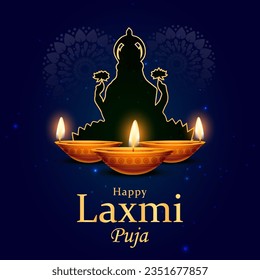 Vector Goddess Laxmi Puja for Diwali Festival.