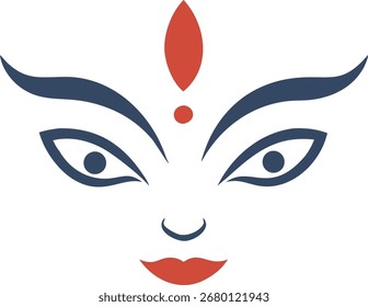 Vector de la cara de la divinidad durgas sobre fondo blanco