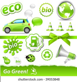 vector "go-green" set with biofuel icons