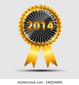 Vector gold 2014 sign, label template