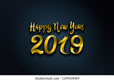 vector gold 2019 Happy New Year blue Background for your Seasonal Flyers and Greetings Card or Christmas themed invitations art